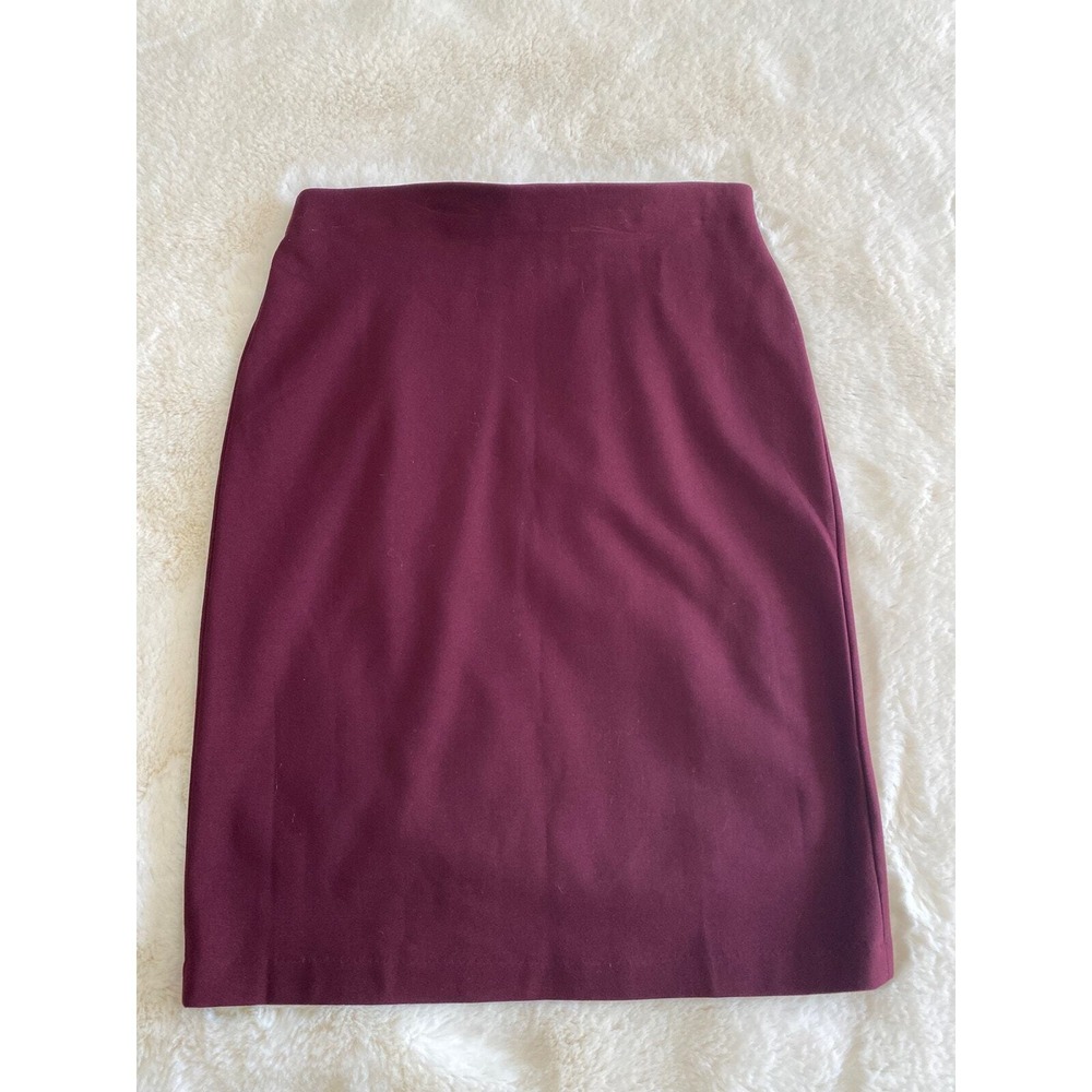 Philosophy‎ Republic Clothing Burgundy Pencil Skirt Petite 6P Gold Back Zip Knee